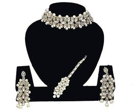 18K Gold Plated Traditional 5 Layers Kundan & Pearl Beaded Moti Raani Haar Necklace Jewellery Set For Women (ML164CO)