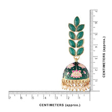 18k Gold Plated Meena Work Leaf Shaped Jhumki Earring For Women (E2922)