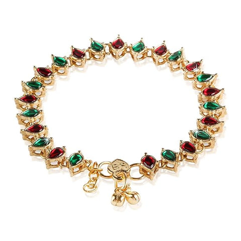 Women's/Girls Traditional Gold Plated Alloy Kundan Payal Anklets Jewellery (A029MG, Multicolour)