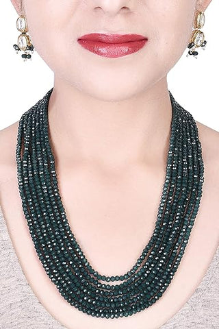 11 Layered Sapphire Onyx Crystal Beads Rani Necklace
