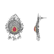 Ethnic Stylish Silver Oxidised Krishna Murli and Feather Long Necklace With Earring Jewellery Set for Women And Girls (MC152OX)